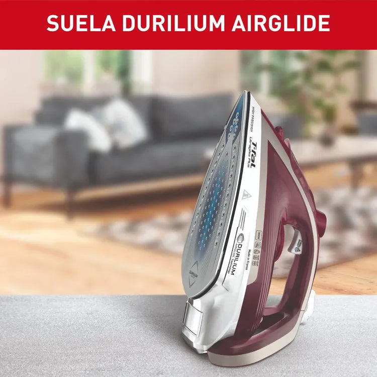Plancha de Vapor T-Fal Ultragliss Plus – 1800W / Suela Durilium Airglide / Vinotinto