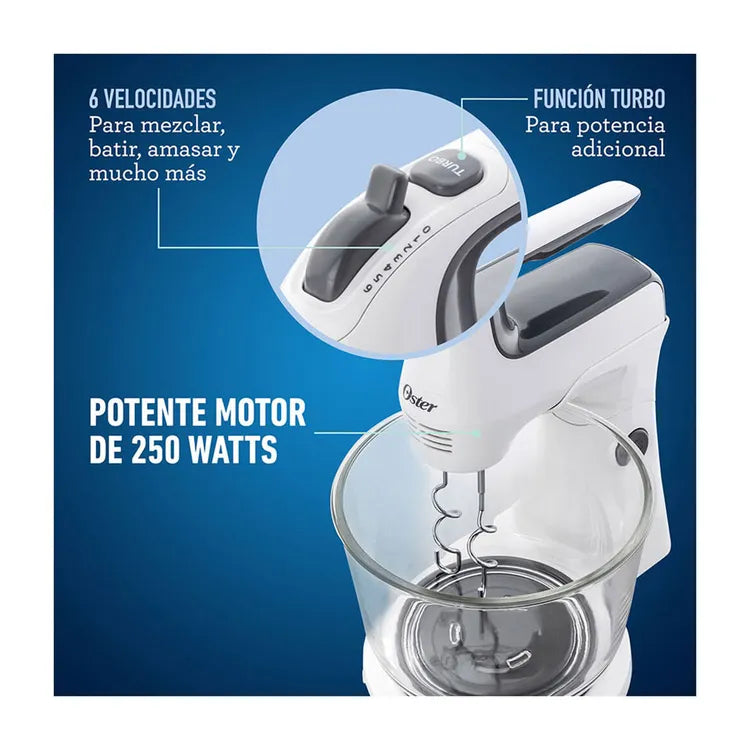 Batidora de Mano y Pedestal OSTER + Turbo 2121775 Blanco