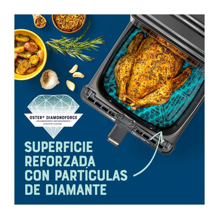 Freidora de Aire OSTER Digital con Diamond Force Extra grande 9Litros CKSTAF90D Plateado