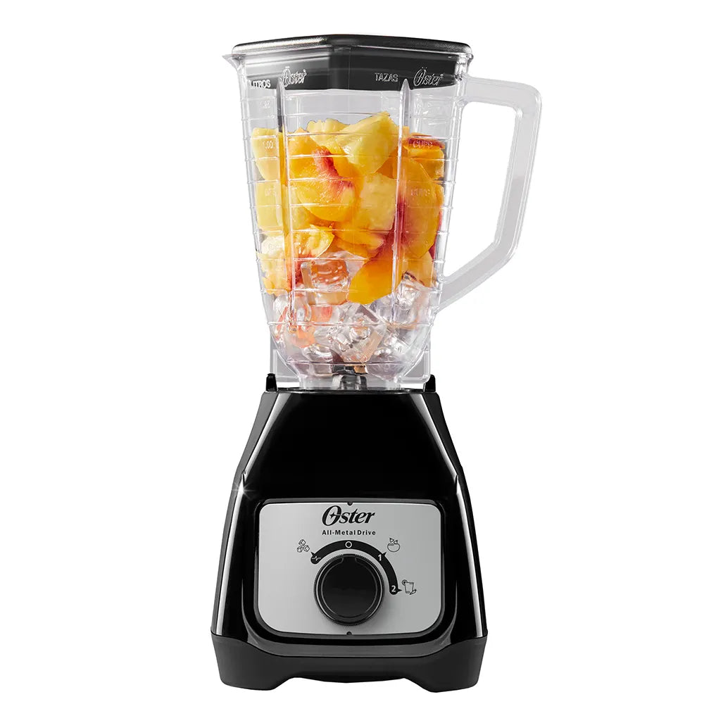 Oster® Licuadora, con Control de Perilla, 2 Velocidades más Pulso, con Vaso de Plástico, 800 W, 1.25 Lt, Negro, BLSTKAP-BRD