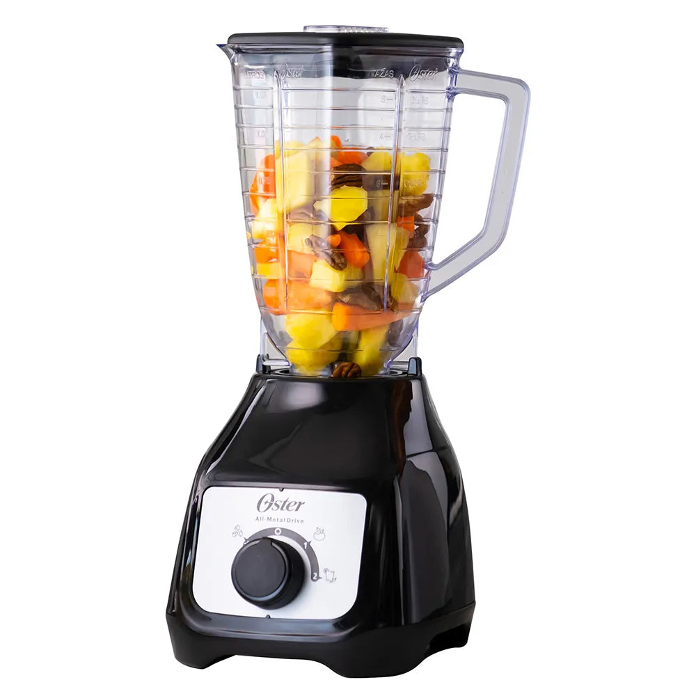 Oster® Licuadora, con Control de Perilla, 2 Velocidades más Pulso, con Vaso de Plástico, 800 W, 1.25 Lt, Negro, BLSTKAP-BRD