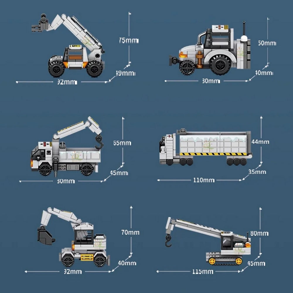 🚛 Juguete Armable Camión, Carros y Grúa – Set de Construcción 8 Vehículos 🏗️