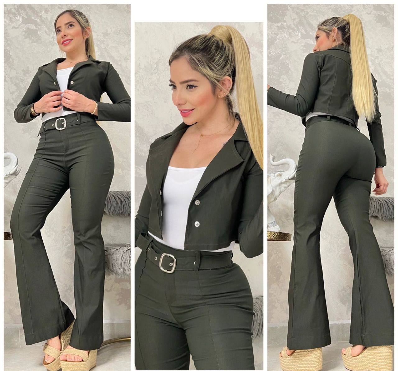 Conjunto de 3 Piezas con Bota Ancha para Dama – Ref. 1858