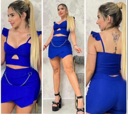 Conjunto Blusa y Falda Short Ref. 1859 – Bengalina Licrada