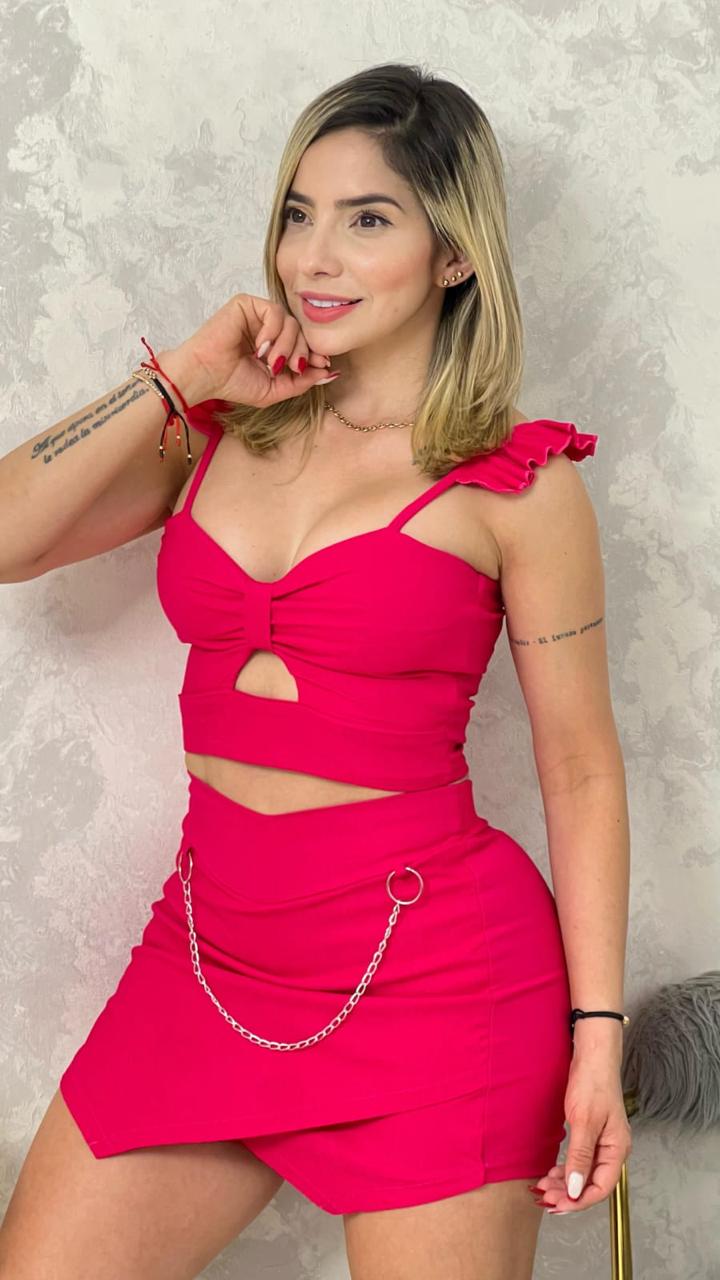 Conjunto Blusa y Falda Short Ref. 1859 – Bengalina Licrada