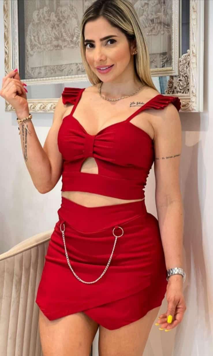 Conjunto Blusa y Falda Short Ref. 1859 – Bengalina Licrada