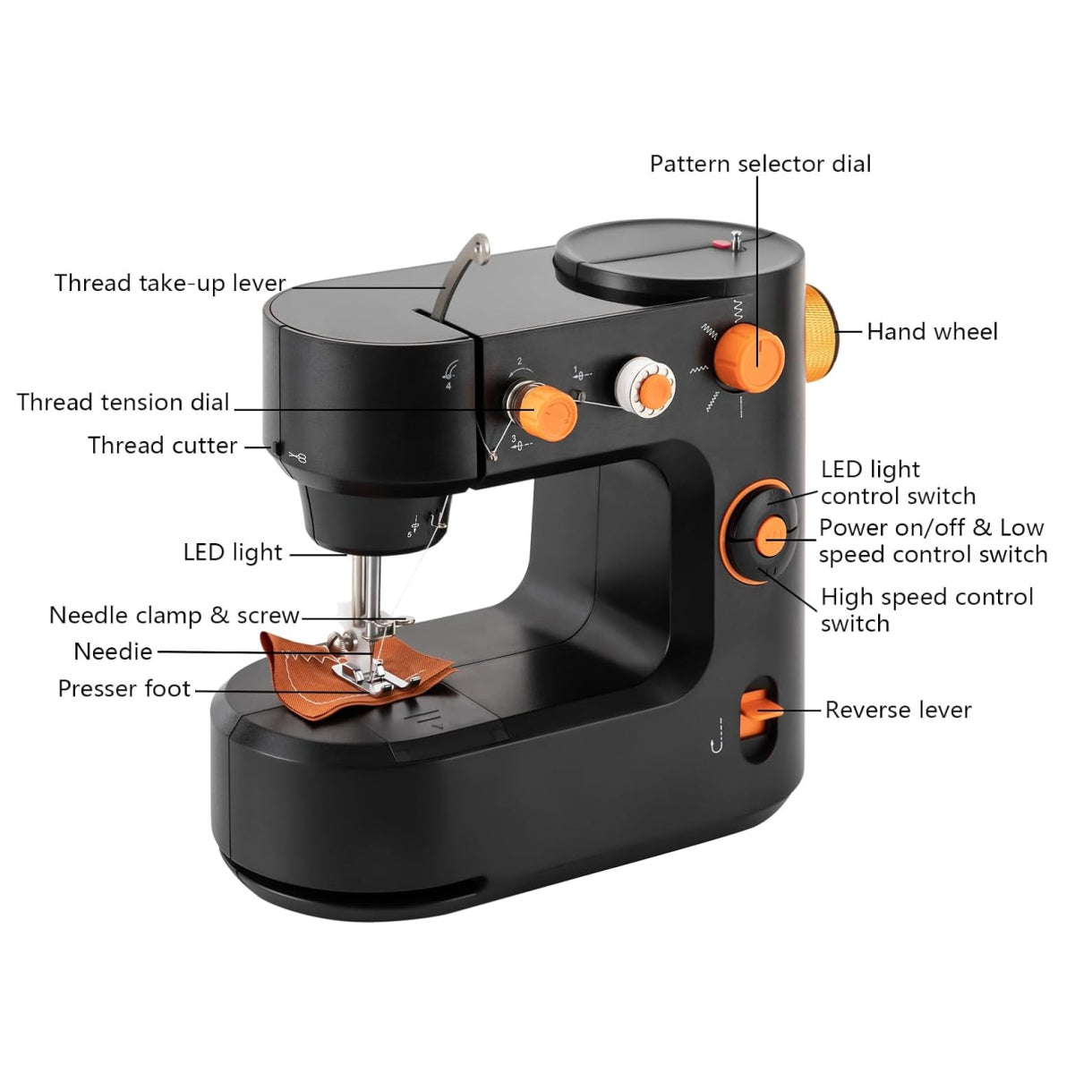 Máquina de Coser Negra Eléctrica FHSM-398 – Práctica, Compacta y Fácil de Usar