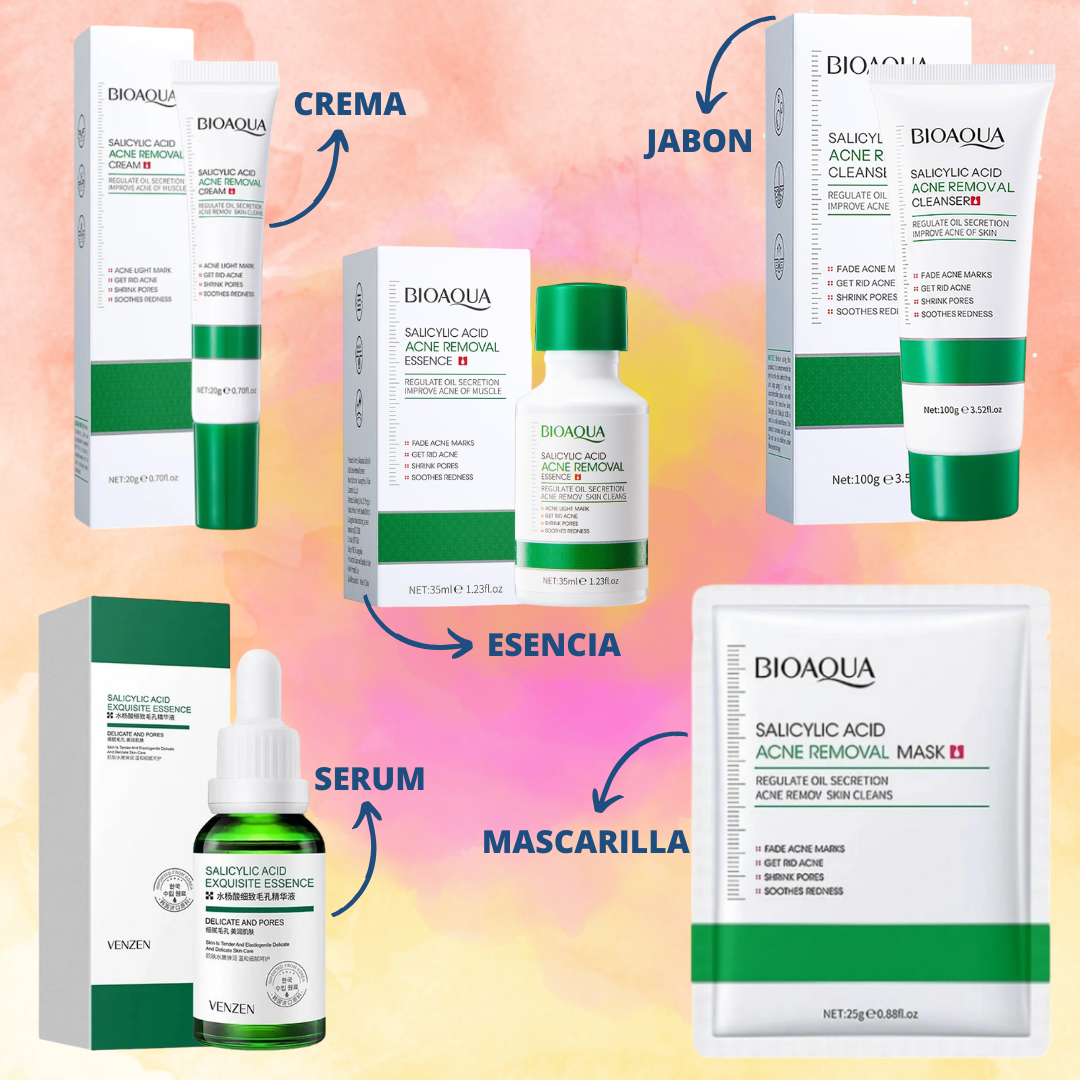 Kit Ácido Salicílico X5 Bioaqua – Control Antiacné y Poros Limpios