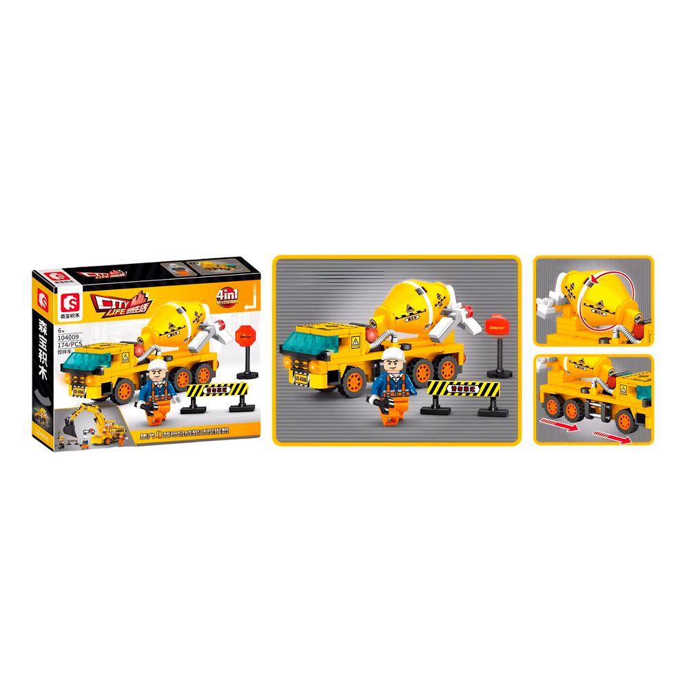 🚧 Retroexcavadora City Life – Set de Construcción 4 en 1 🏗️