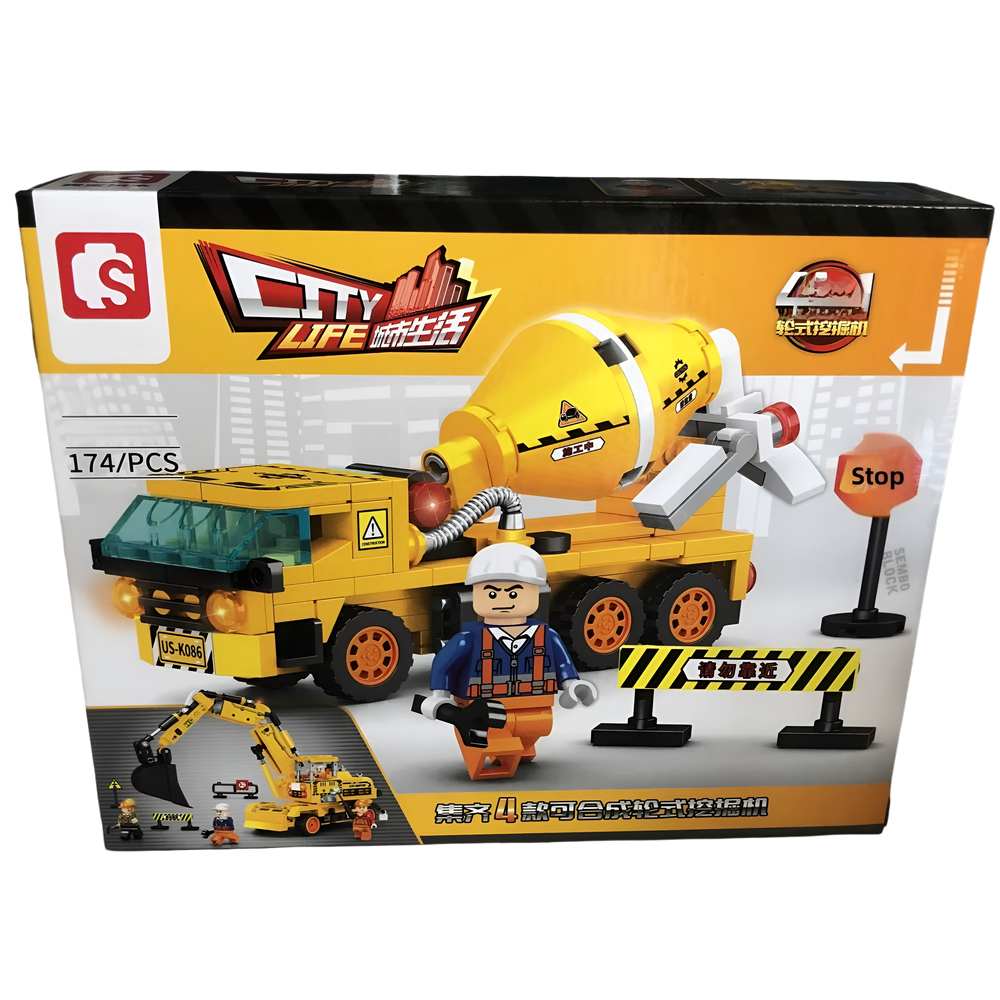 🚧 Retroexcavadora City Life – Set de Construcción 4 en 1 🏗️