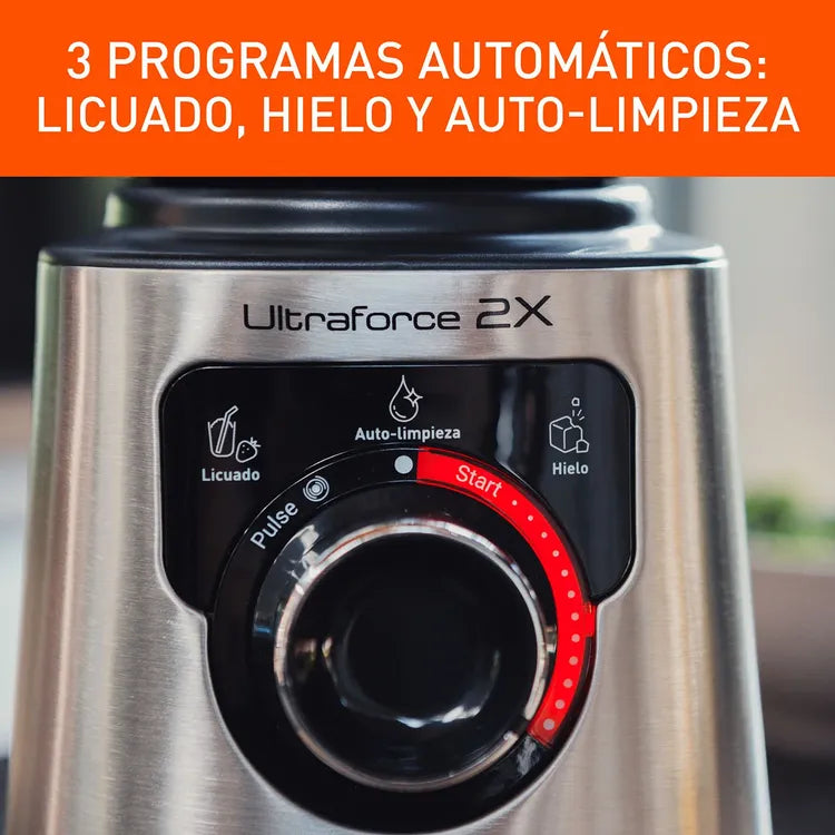 Licuadora Profesional IMUSA Ultraforce 2X con Picatodo + Molino Vaso de Vidrio 1100W Plateada