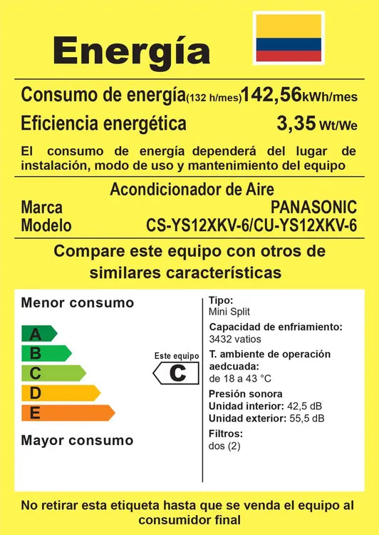 Aire Acondicionado PANASONIC  Tipo Split Inverter YS12XKV-6 220V Blanco