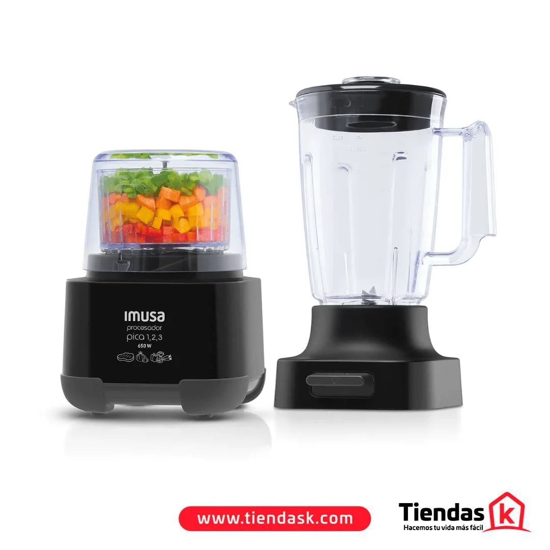 Picatodo / Procesador IMUSA 1.2.3 Negro con Vaso 2L - 650W (Ref. 5861027300)