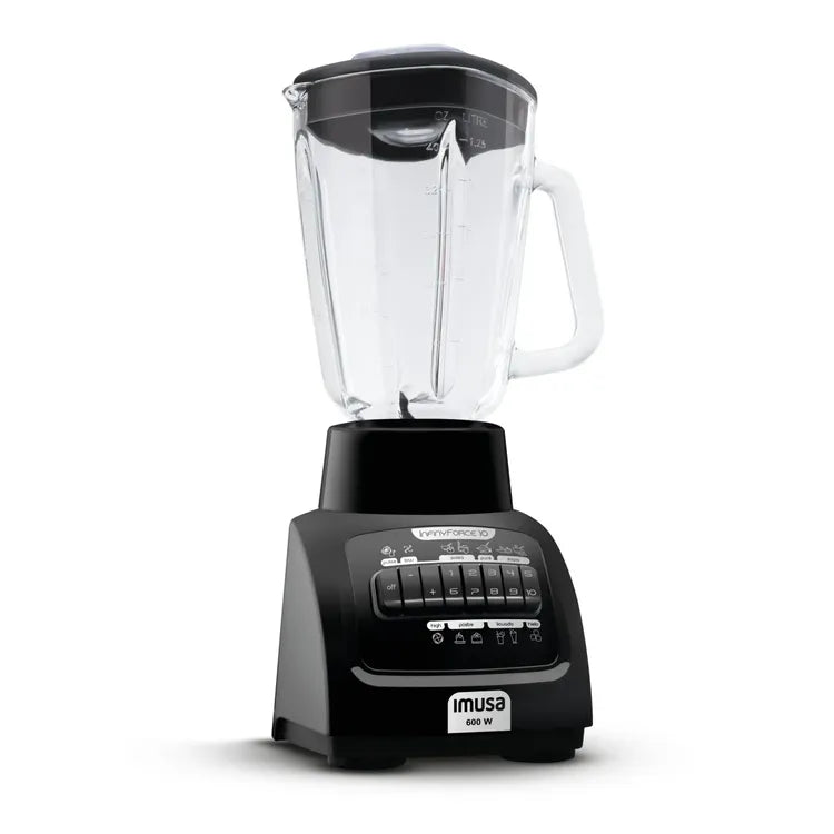 Licuadora IMUSA Infiny Force 10 Velocidades 600W Vaso de Vidrio Negra