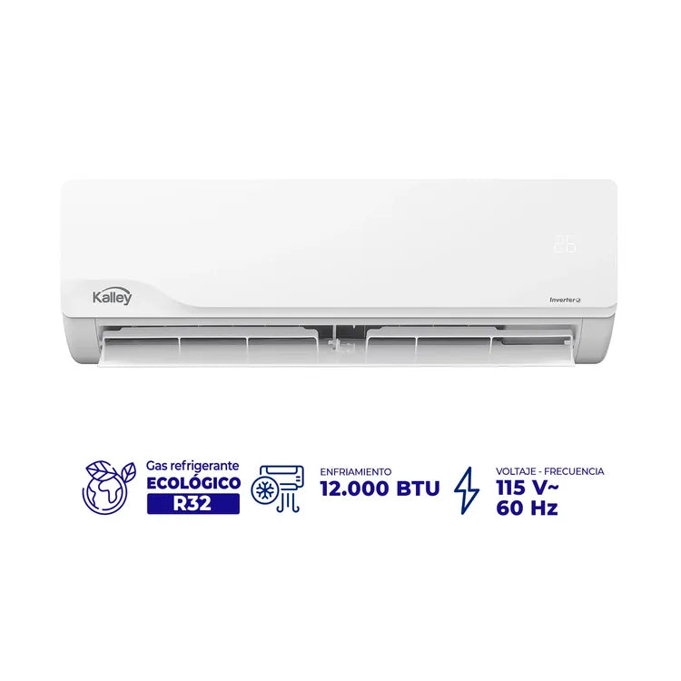 Aire acondicionado KALLEY 12.000BTU Tipo Split Inverter 115V K-A12D Blanco