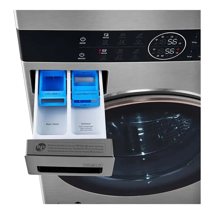 Torre de Lavado y Secado LG Wash Tower en un solo cuerpo Lavadora 25 Kilos/Secadora 22 Kilos WK25VS6 Gris con Inteligencia Artificial