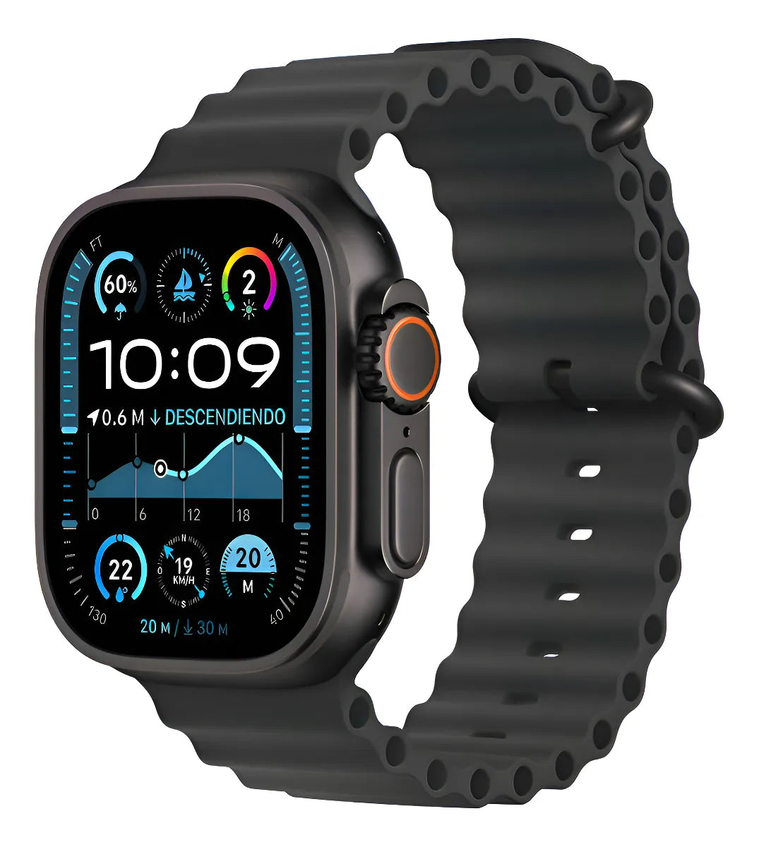 Apple Watch Ultra 2 GPS – Correa Ocean Negra (Réplica Premium)