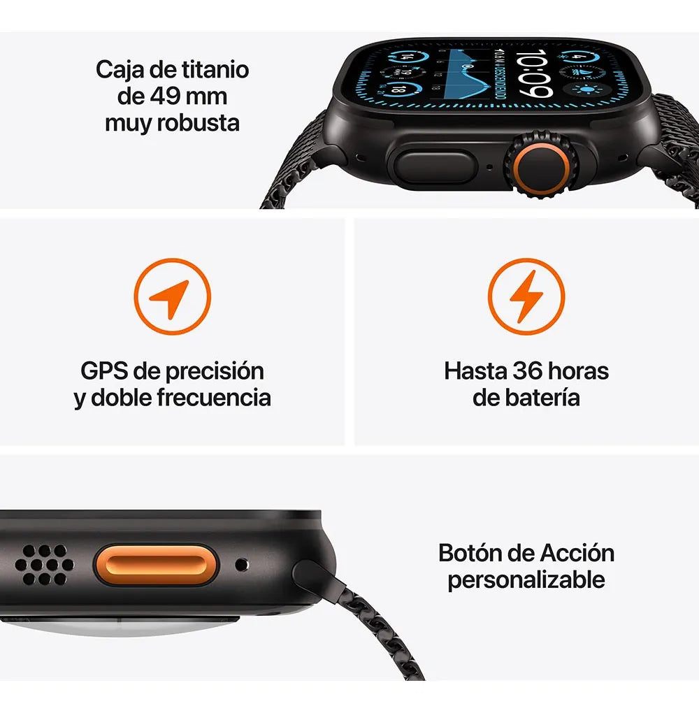 Apple Watch Ultra 2 GPS – Correa Ocean Negra (Réplica Premium)