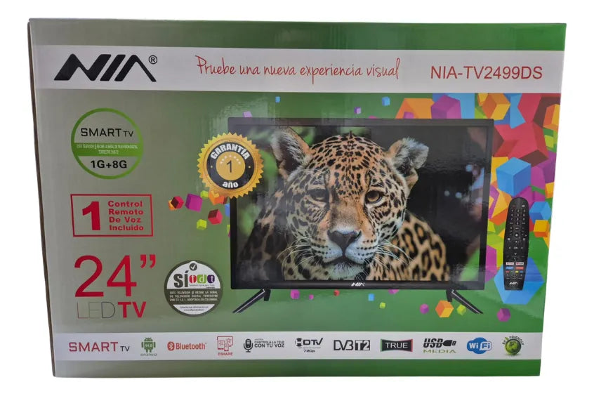 Televisor NIA 24" Smart TV LED con TDT y Control de Voz – HD Compacto y Versátil