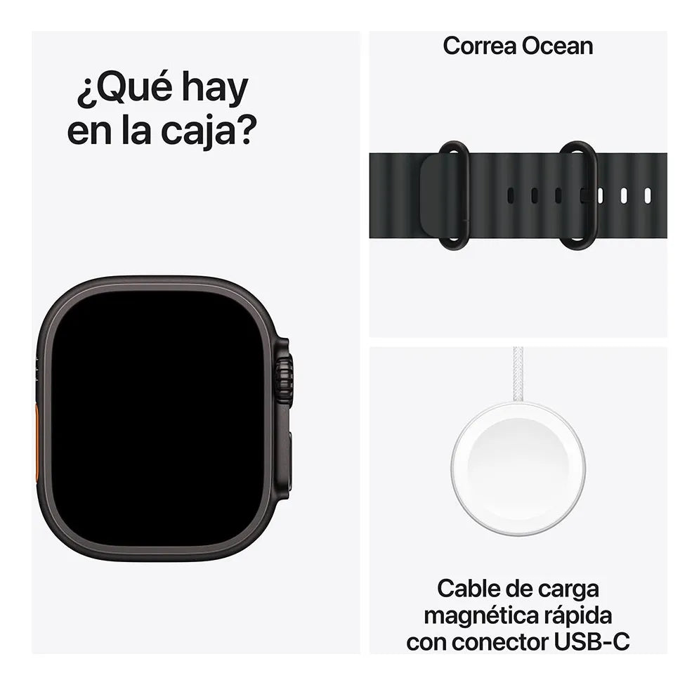 Apple Watch Ultra 2 GPS – Correa Ocean Negra (Réplica Premium)