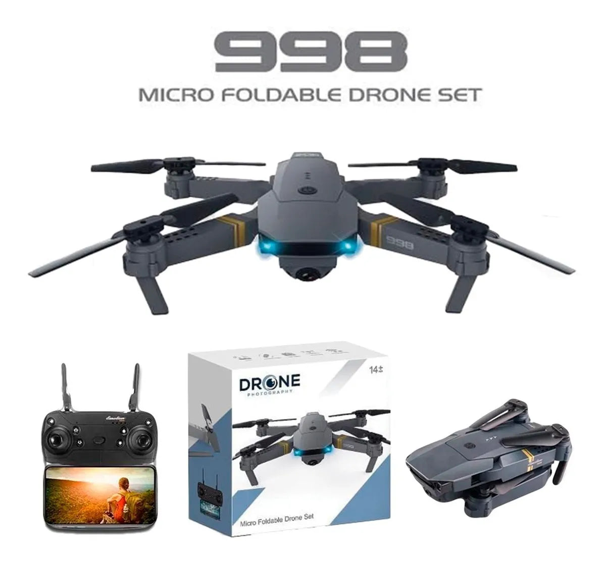 Drone 998 Plegable – Cámara HD,