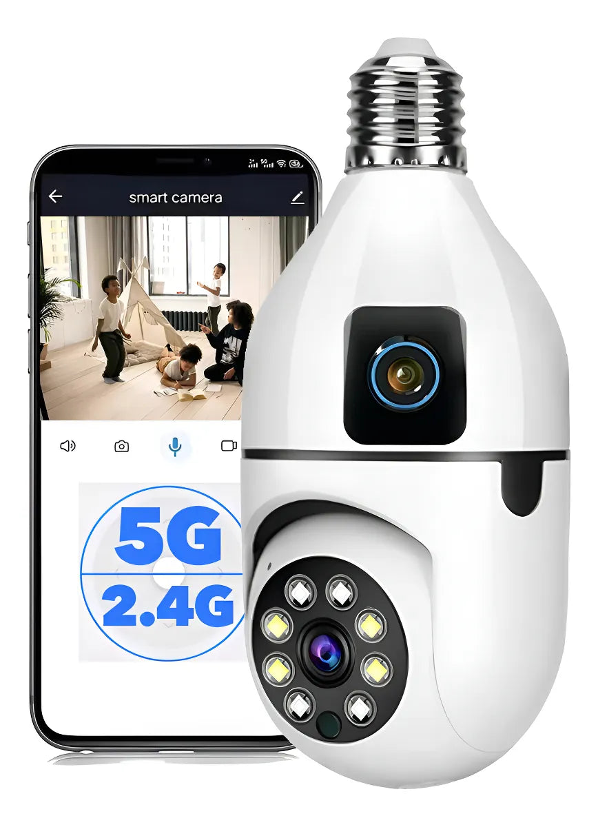 Cámara de Seguridad Bombillo 360° Doble Lente WiFi 2.4/5G – V380 PRO