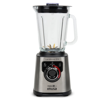 Licuadora Profesional IMUSA Ultraforce 2X con Picatodo + Molino Vaso de Vidrio 1100W Plateada