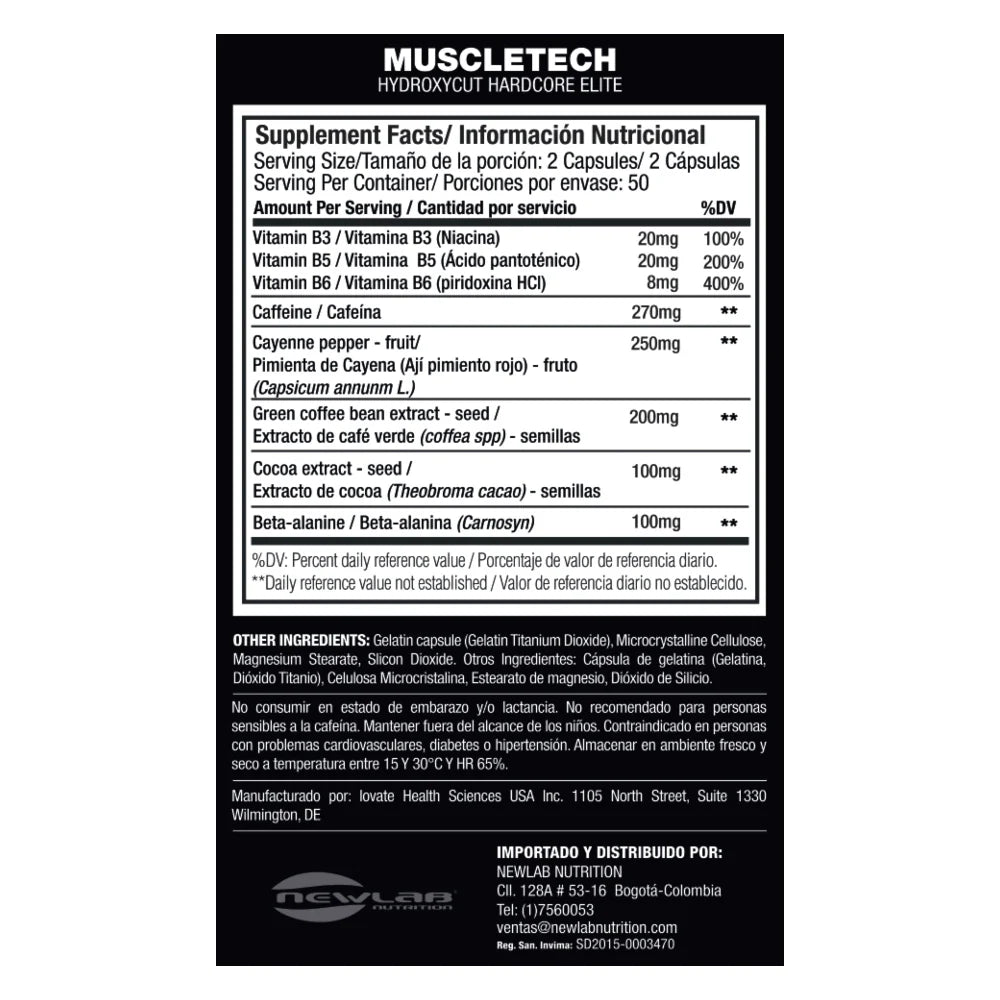 Hydroxycut Hardcore Elite – Termogénico Avanzado para Definición y Energía