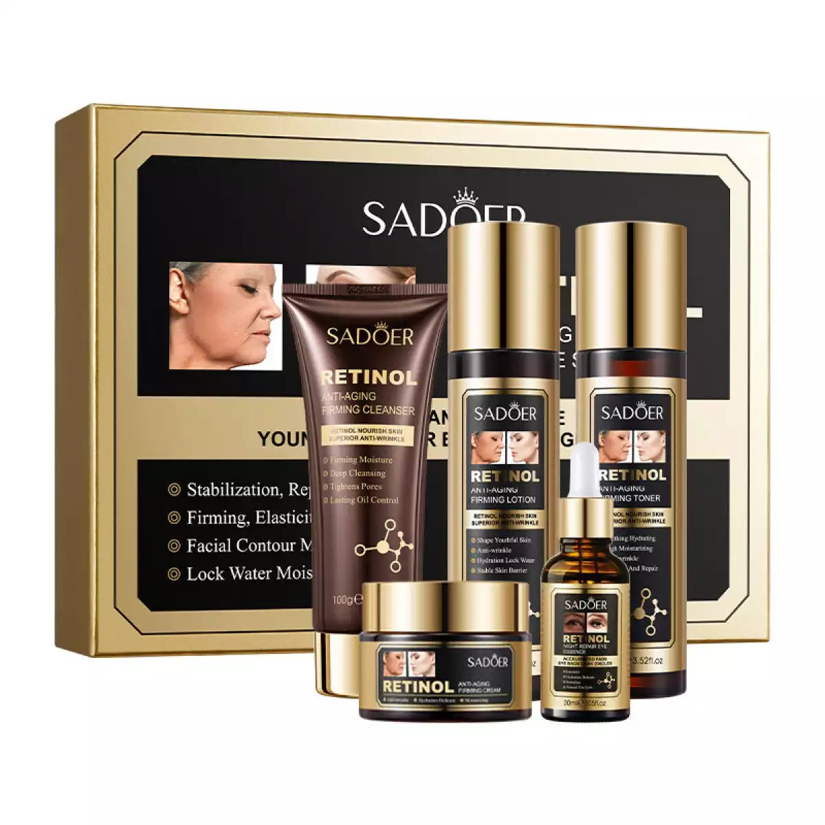 Kit Retinol Sadoer Caja de Lujo – Reafirmante y Antiedad Intensivo