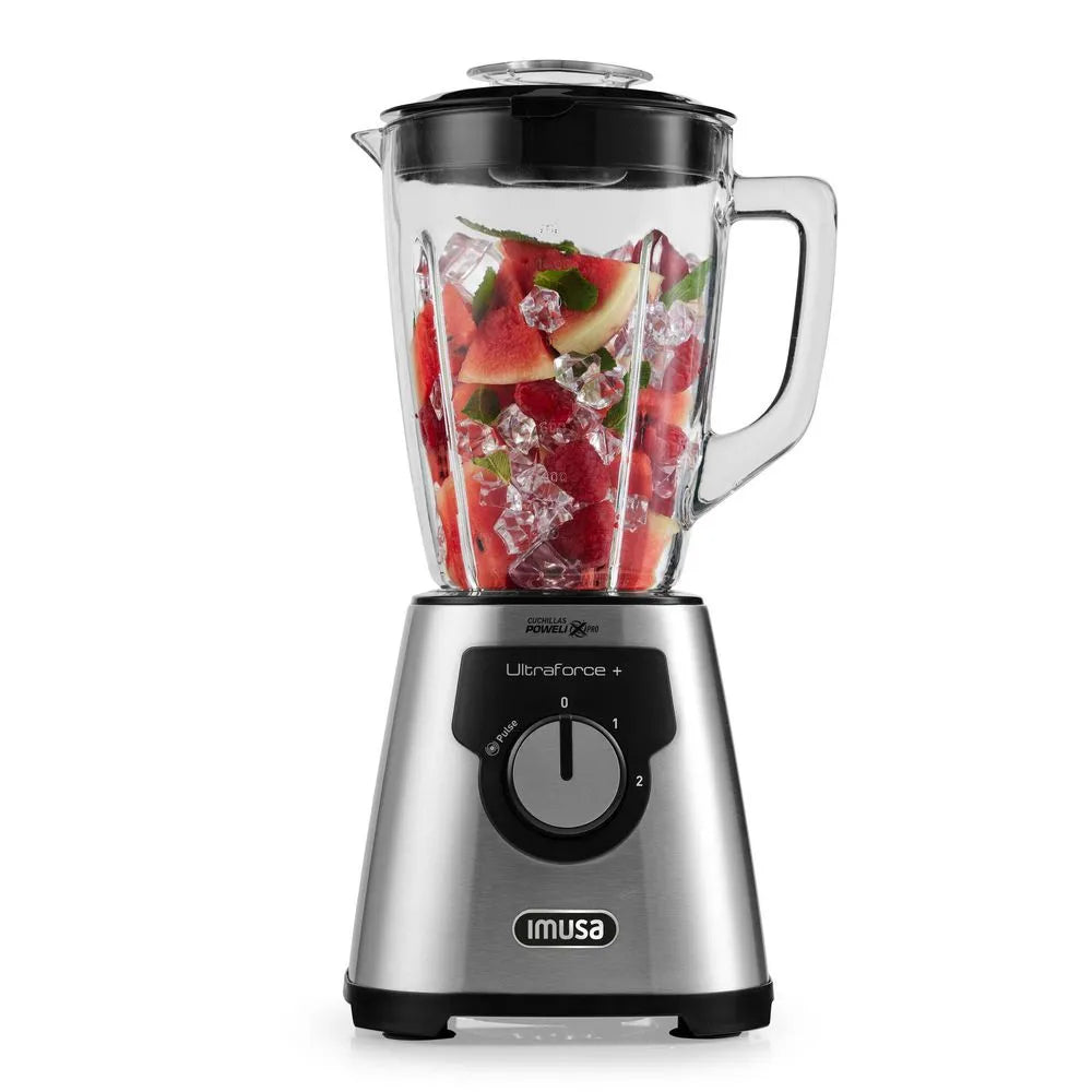 lLicuadora IMUSA Ultraforce + 2V, 1000W, Vidrio, 2.2L, Acero inoxidable