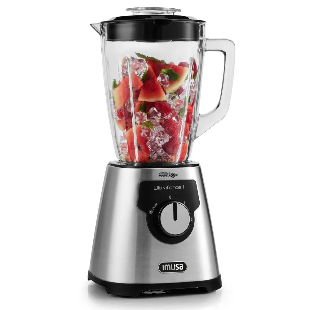 lLicuadora IMUSA Ultraforce + 2V, 1000W, Vidrio, 2.2L, Acero inoxidable