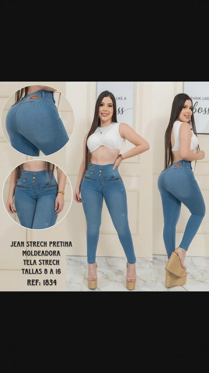 Jean Mujer Pretina 9 Botones