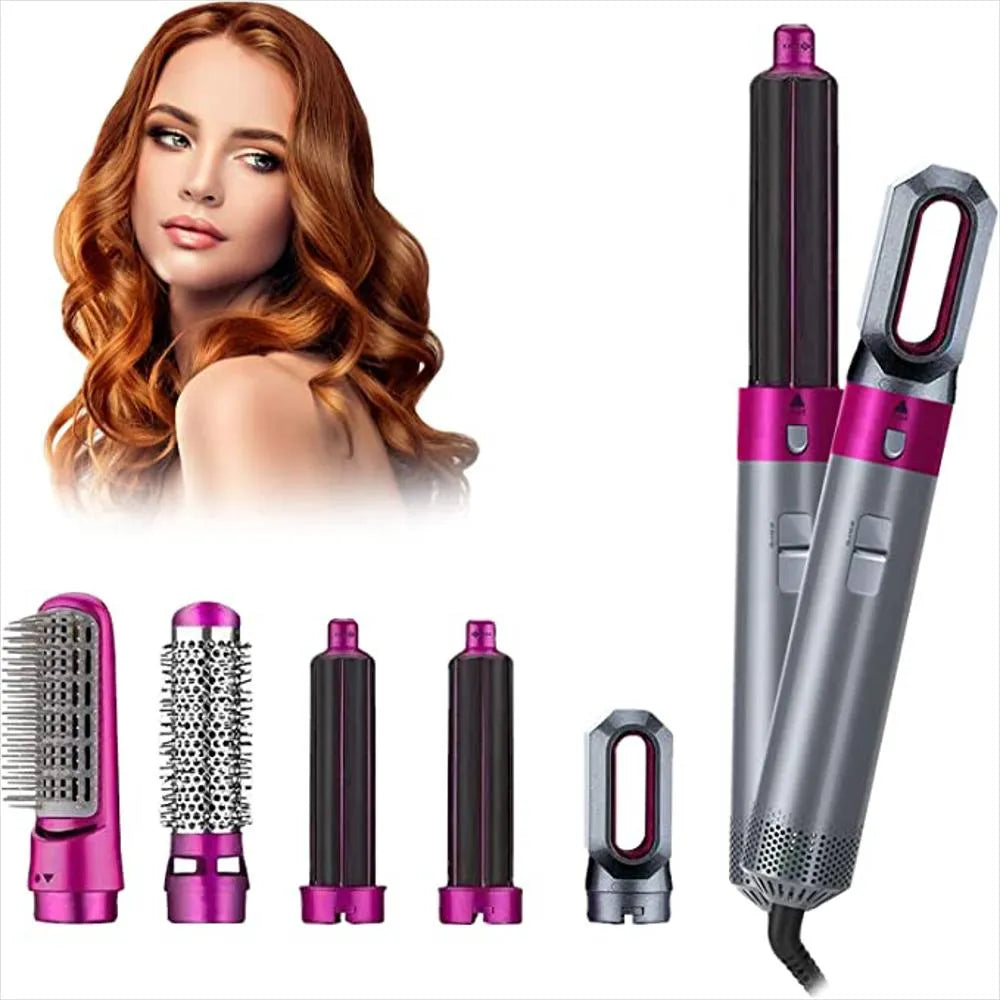 Secador Cepillo Eléctrico 5 en 1 Multiaccesorios – Peina, Seca y Moldea en Minutos