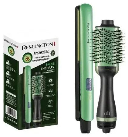 Combo Cepillo + Plancha Remington Aguacate